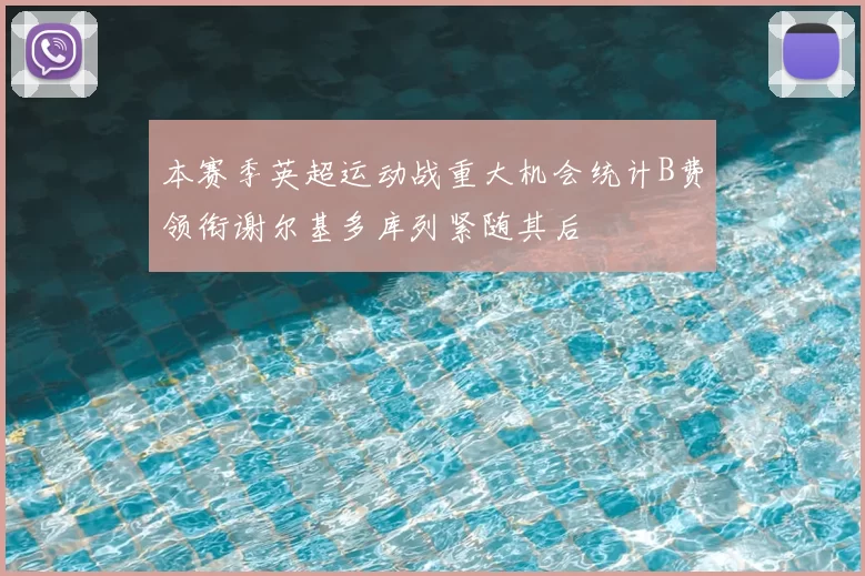 本赛季英超运动战重大机会统计B费领衔谢尔基多库列紧随其后